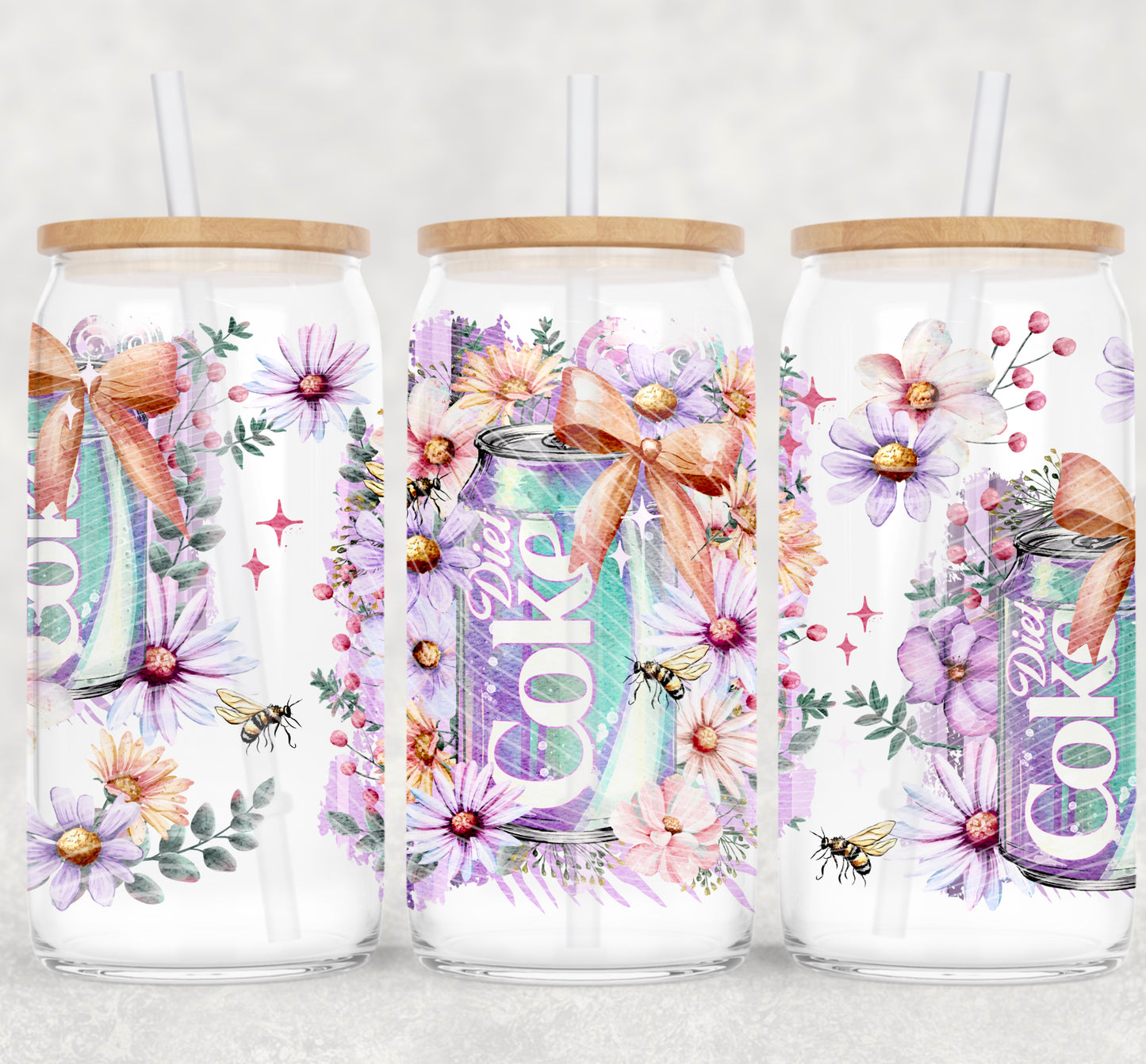 Watercolor Diet Cola 16 oz Glass Wraps