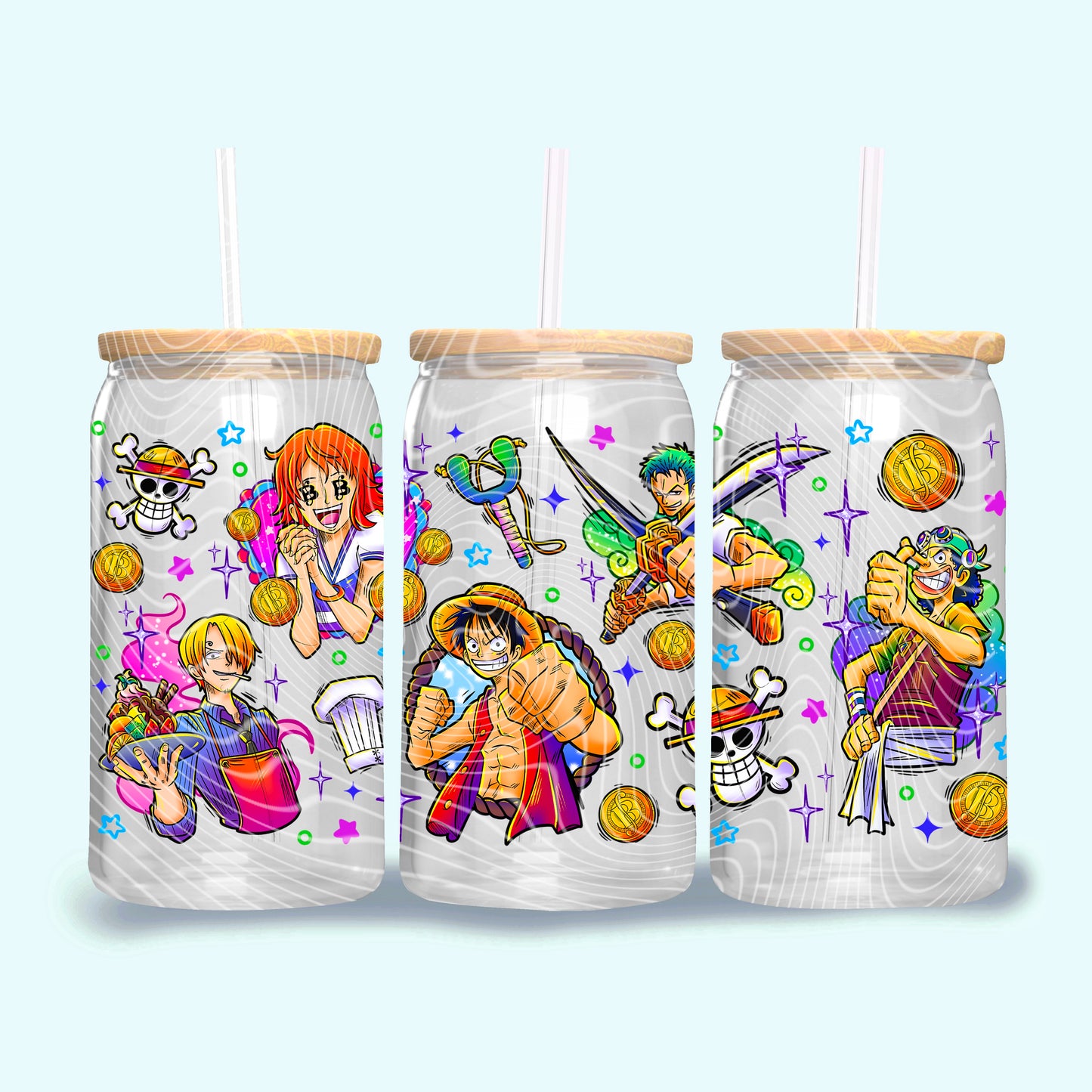 Straw hats 16 oz Glass Can Wraps