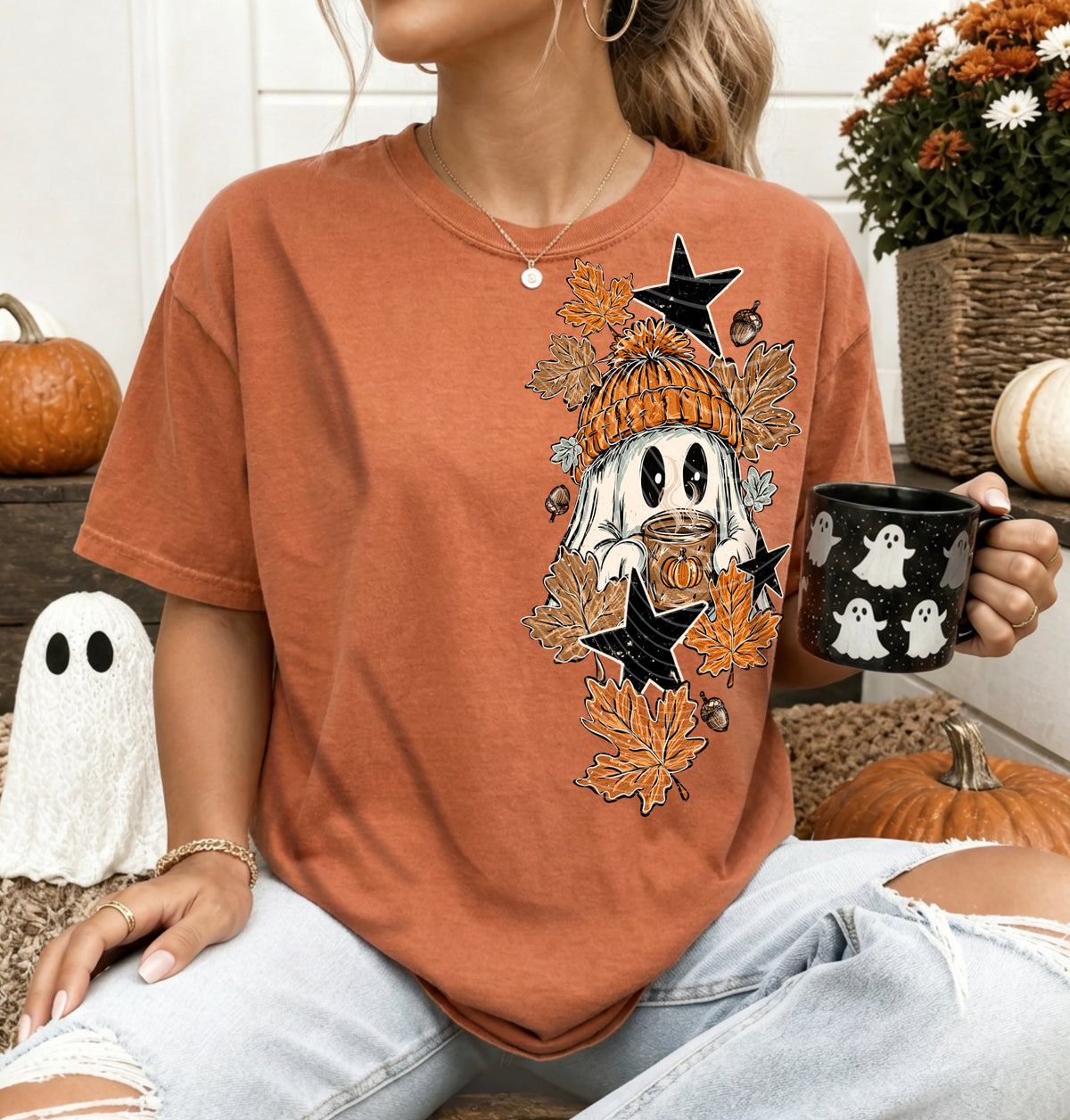 Fall Coffee Ghost DTF Print