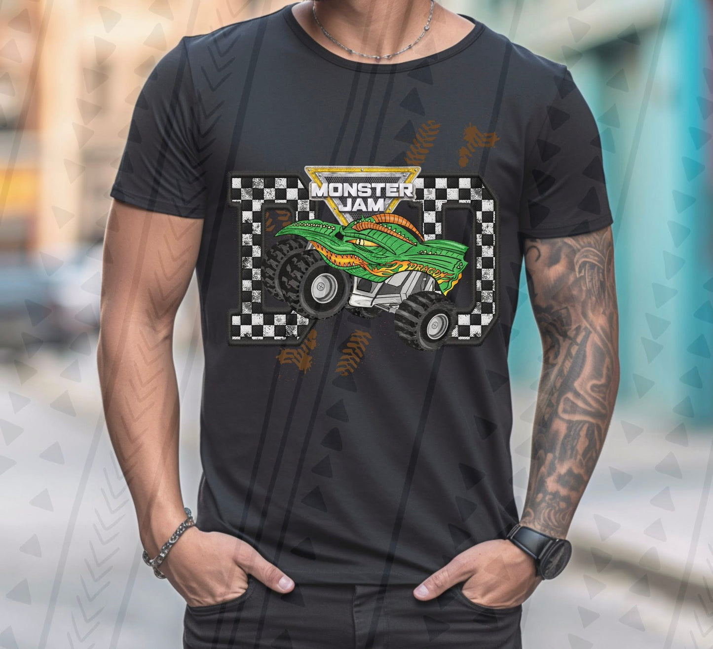 MJ Dragon Dad Faux Embroidery DTF Prints