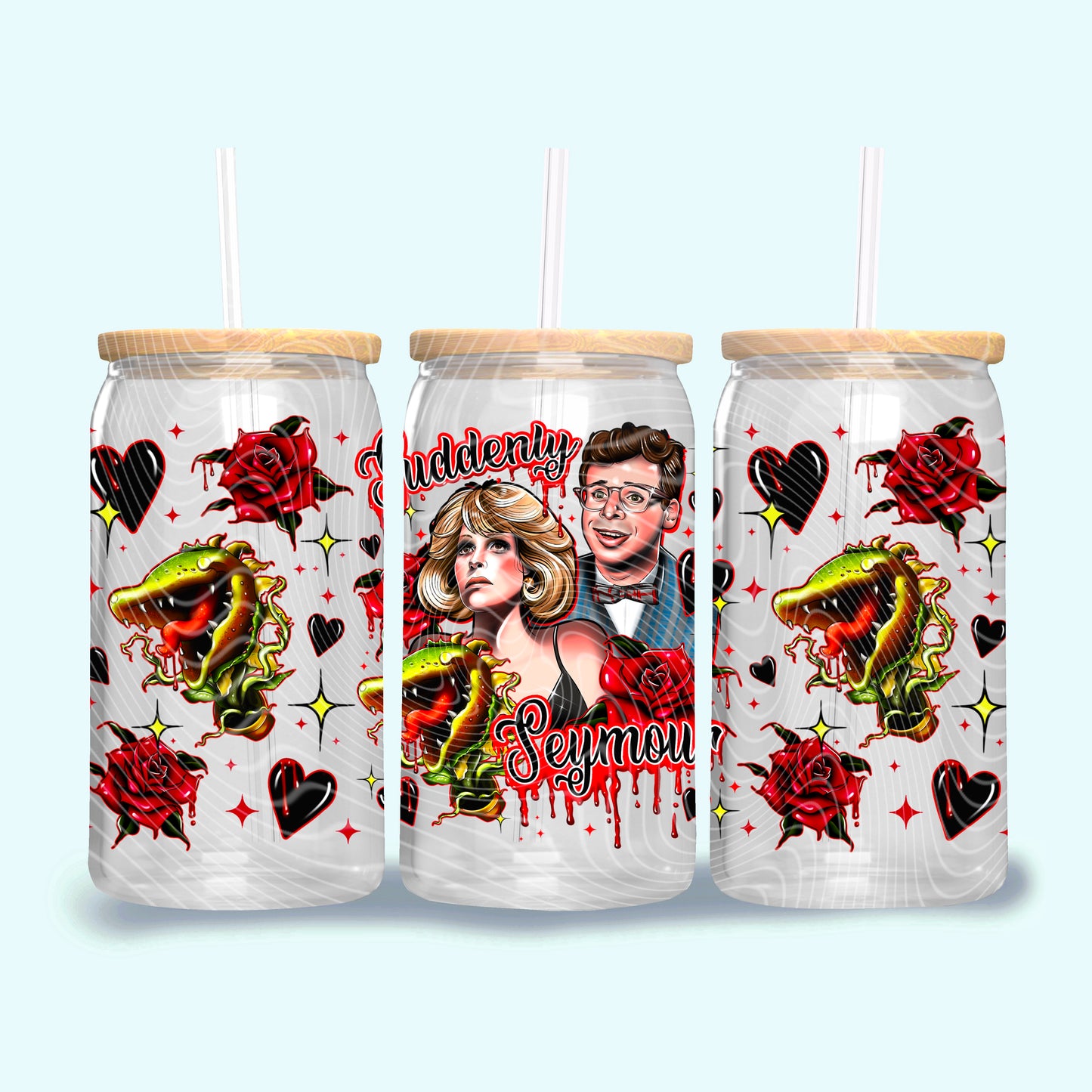 Suddenly Seymour 16 oz Glass Can Wrap