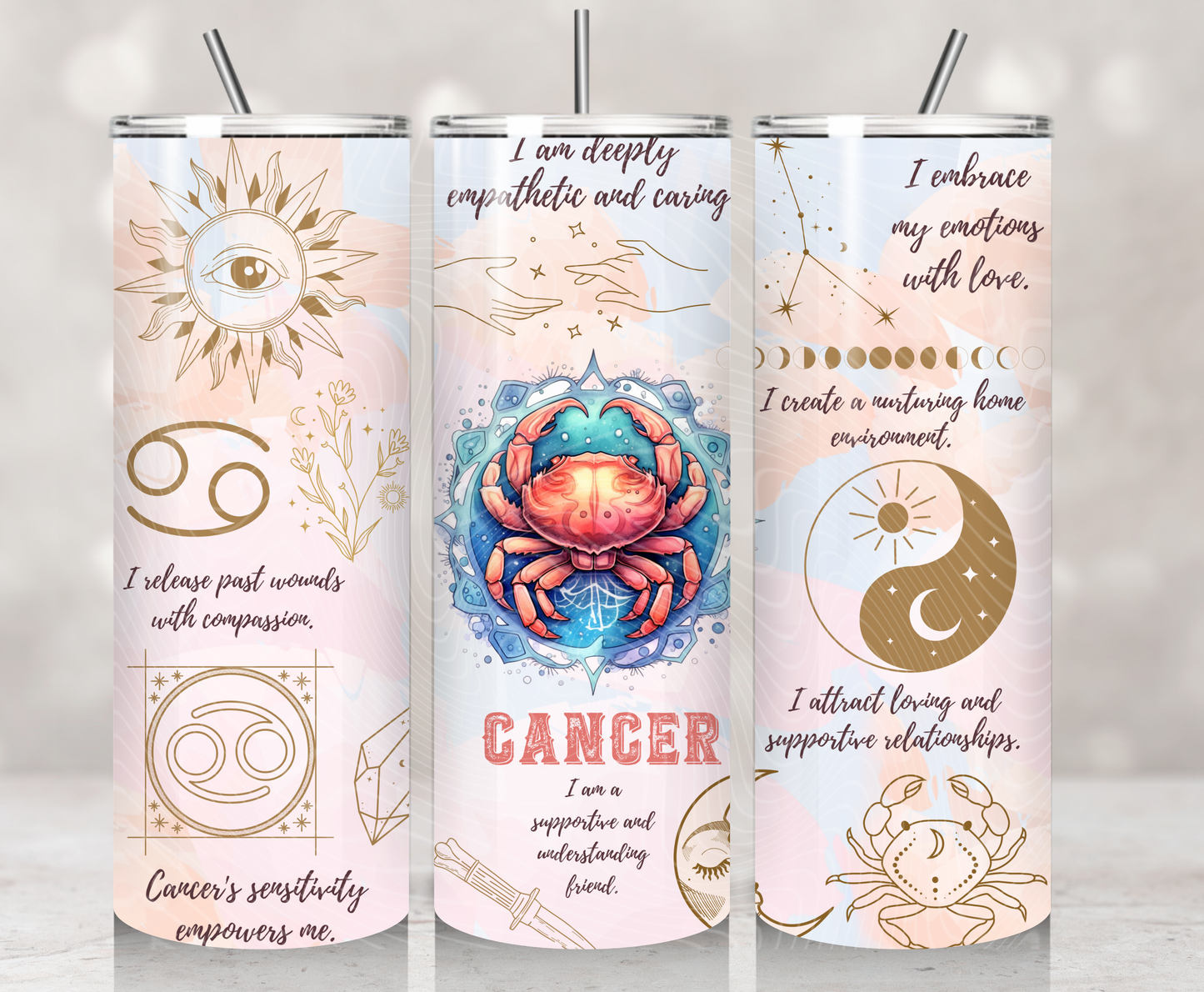 Zodiac Cancer Pastel Watercolors