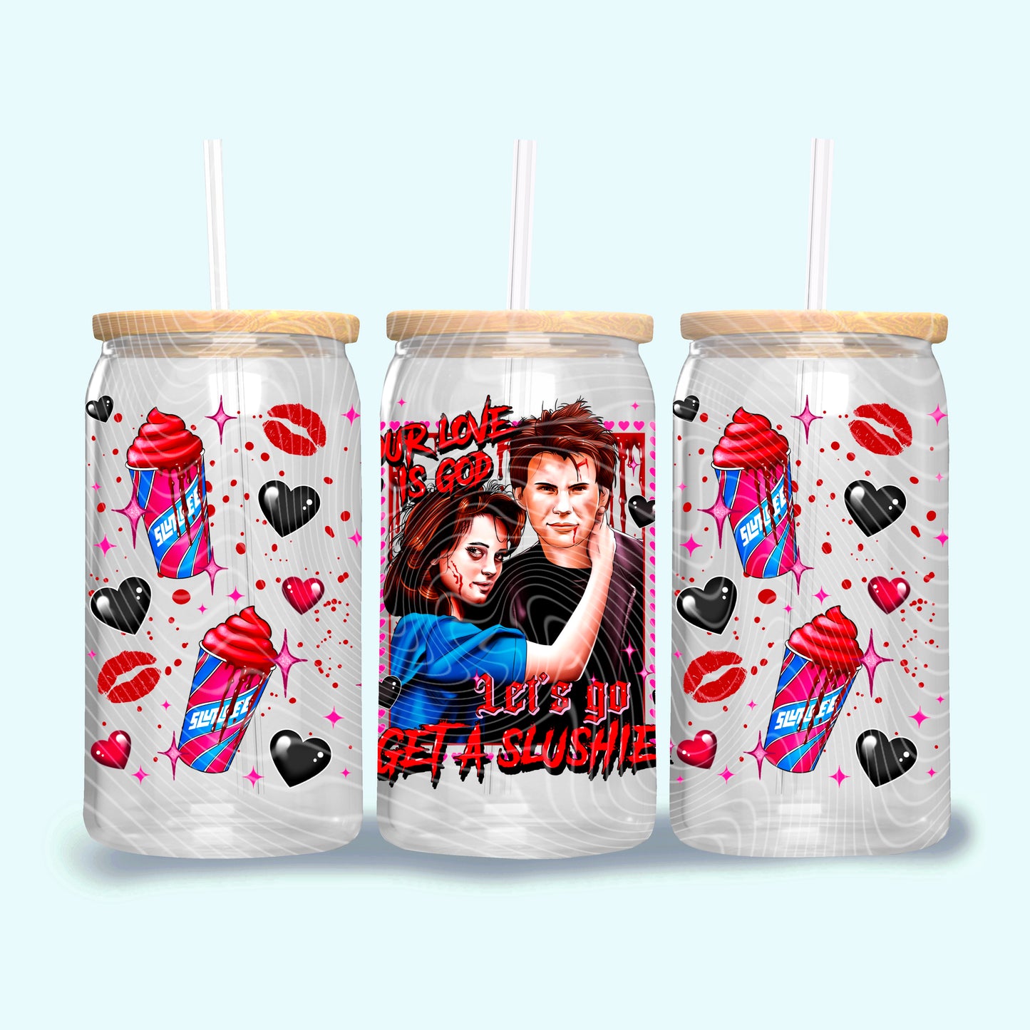 Slushie Heather Valentine 16 oz Glass Can Wrap