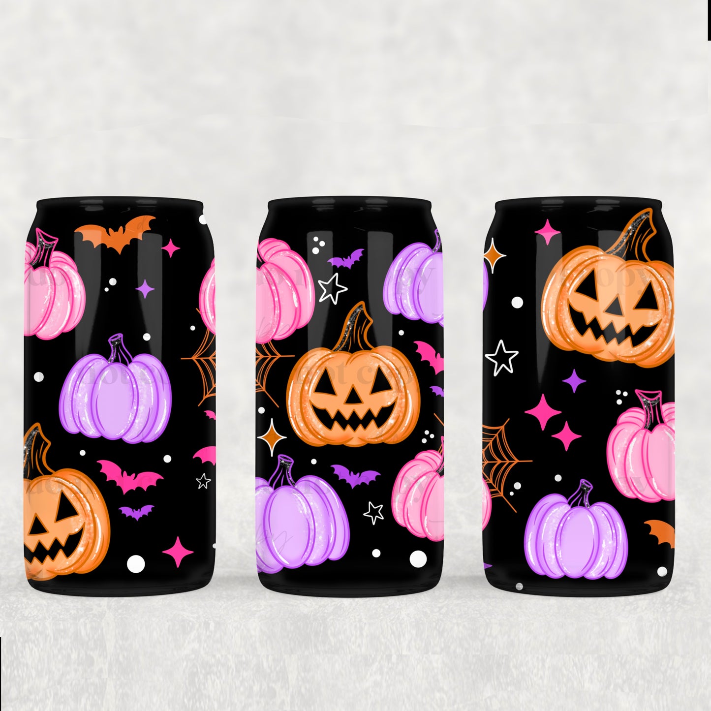 Colorful Pumpkins 16 oz Glass Wraps
