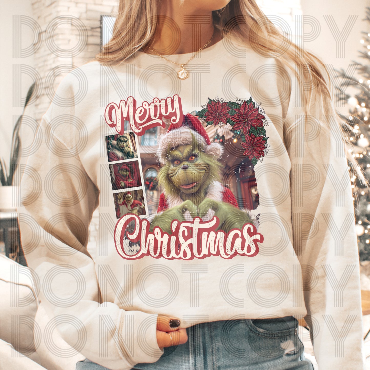 Red Merry Christmas Grinch DTF Prints