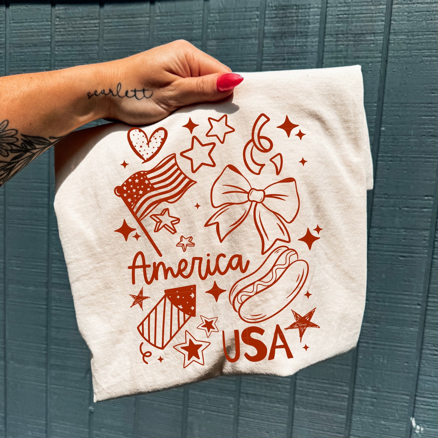 America Doodles DTF Print
