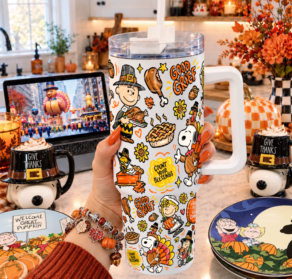 Give Thanks Always Doodle 40 oz Tumbler Prints