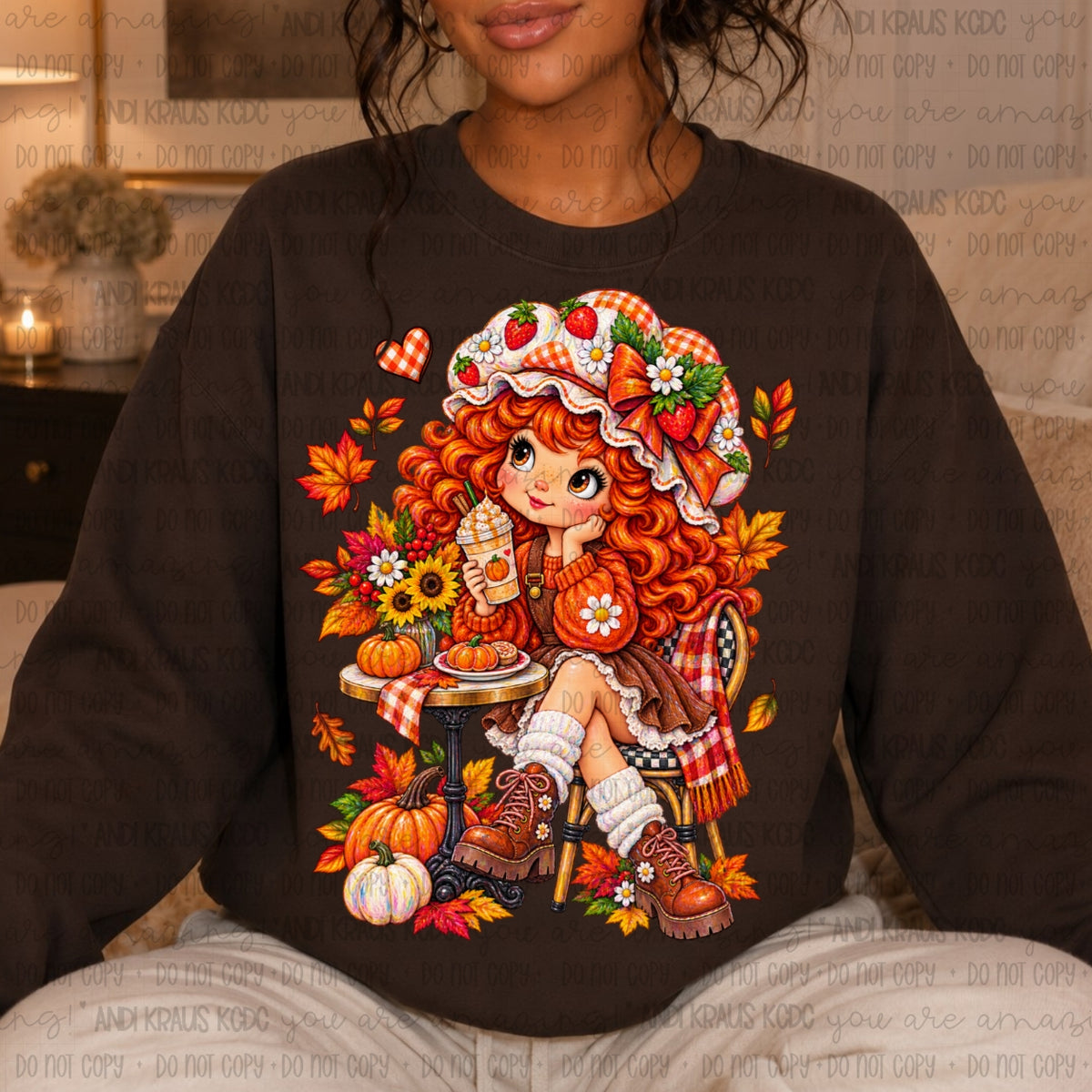 Fall Strawberry Girl DTF Print