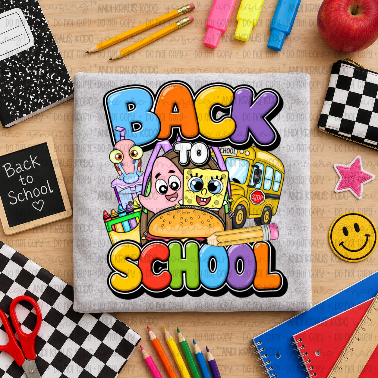Back To School Spongebob DTF Print