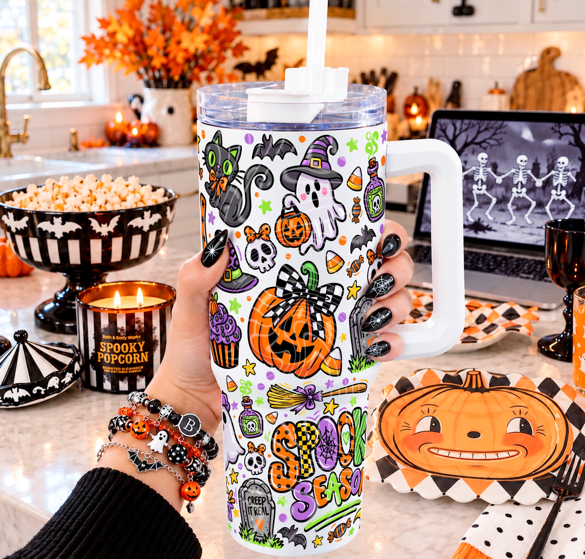 Spooky Season Doodle 40 oz Tumbler Prints