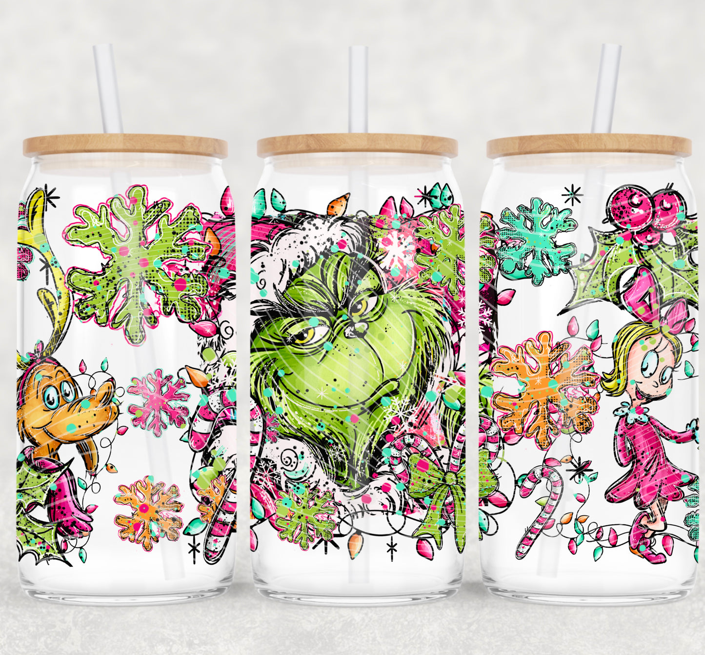 Mr Green Christmas 16 oz Glass Wraps