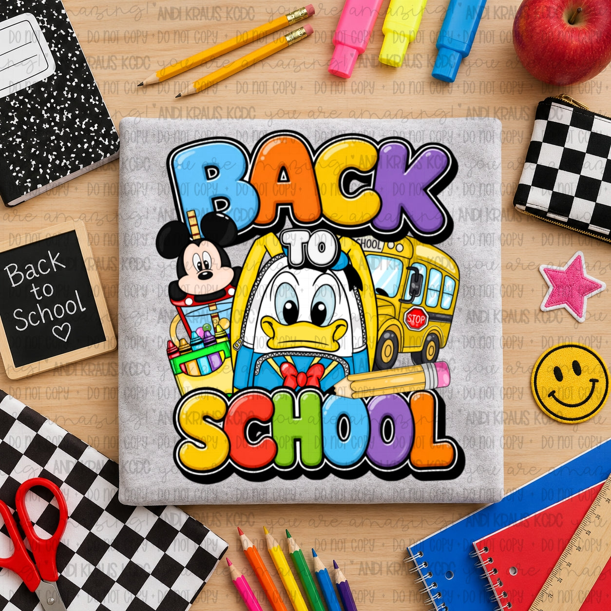 Back To School Mickey & Donald DTF Print