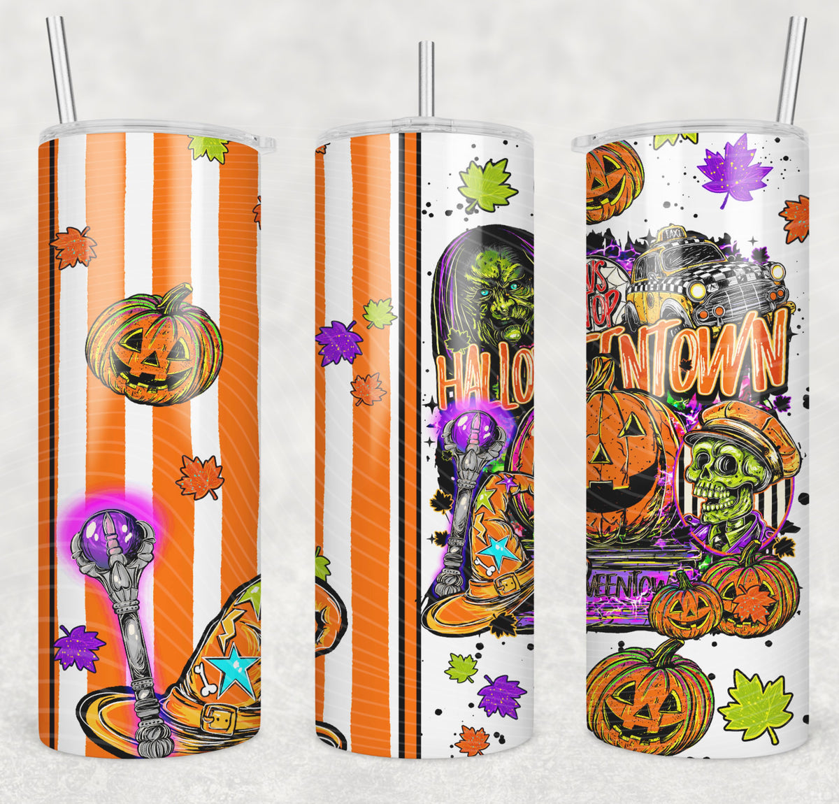 Halloween Town Bus Stop Tumbler Wrap