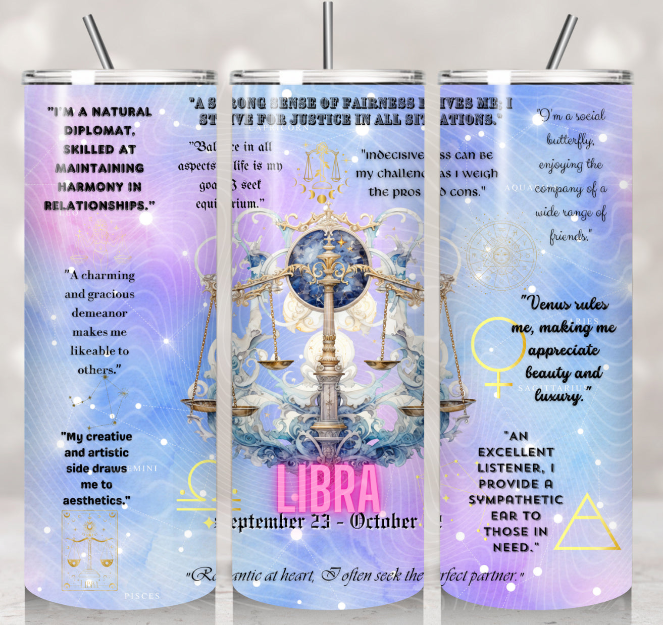Zodiac Libra Purple Watercolors