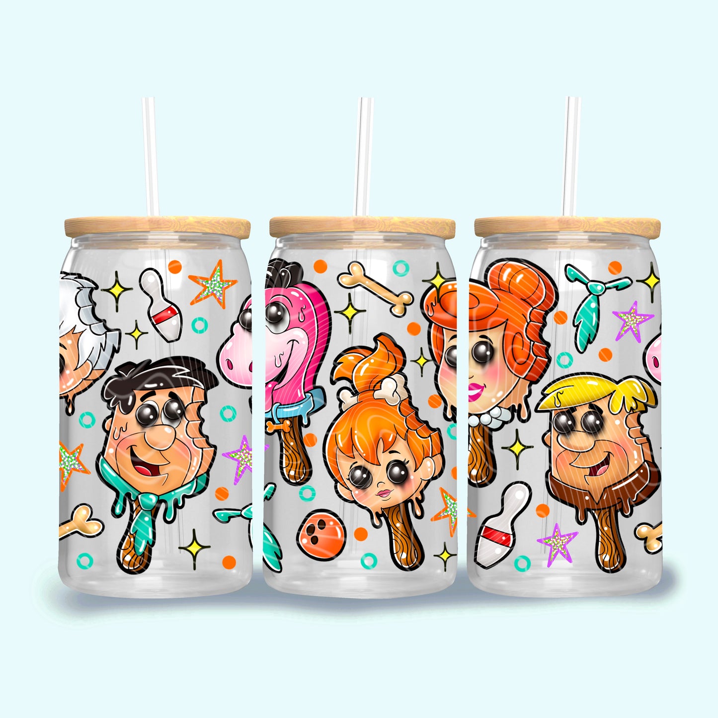 Flinstones Ice Cream 16 oz Glass Wrap