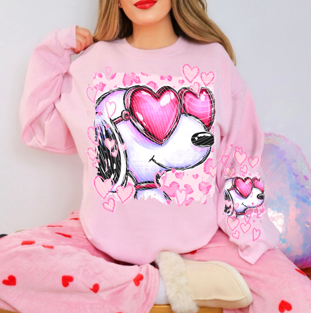 Pink Hearts Snoopy DTF Prints