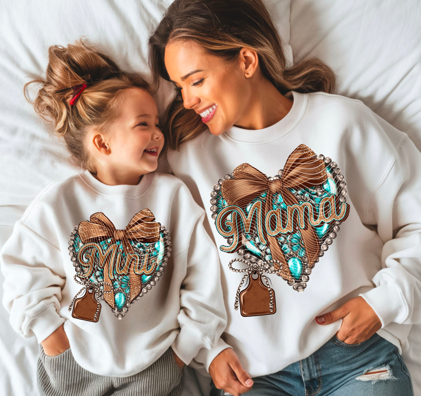 Turquoise Mama or Mini Concho Heart DTF Print