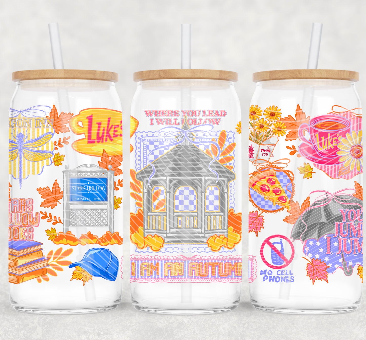 Stars Hollow Collage 16 oz Glass Wraps
