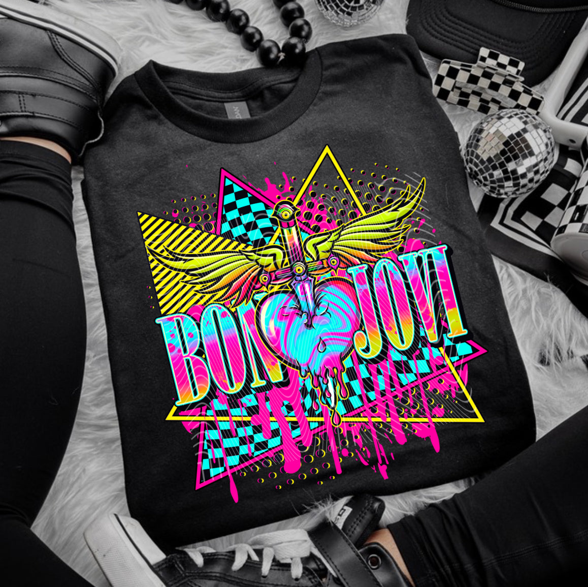 Bon Jovi Neon DTF Prints