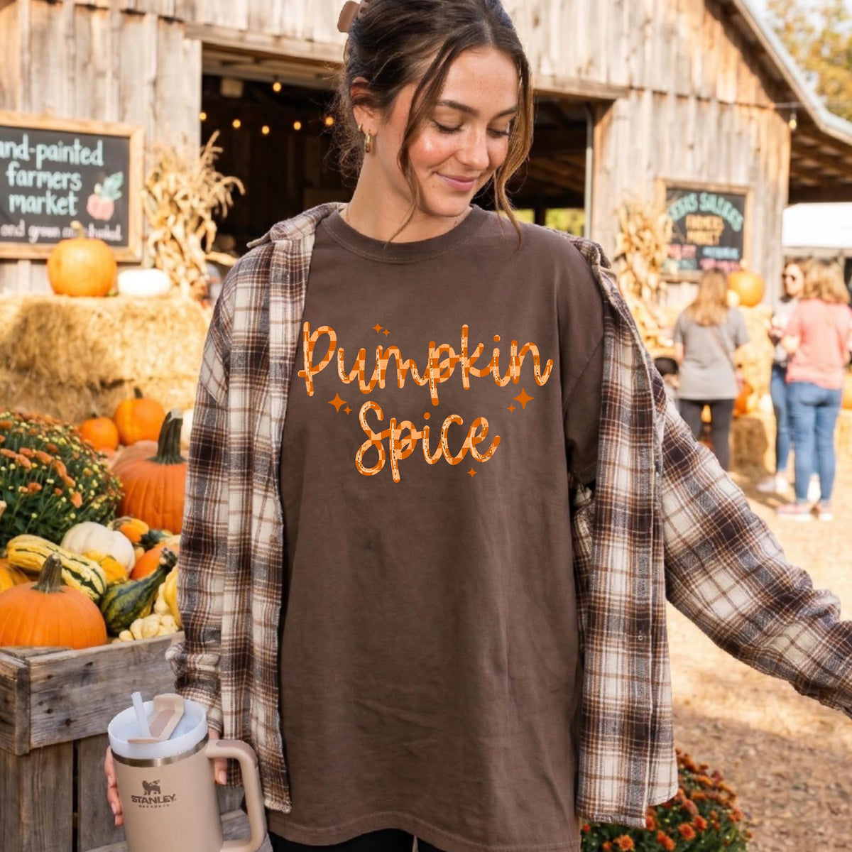 Pumpkin Spice Checker DTF Print
