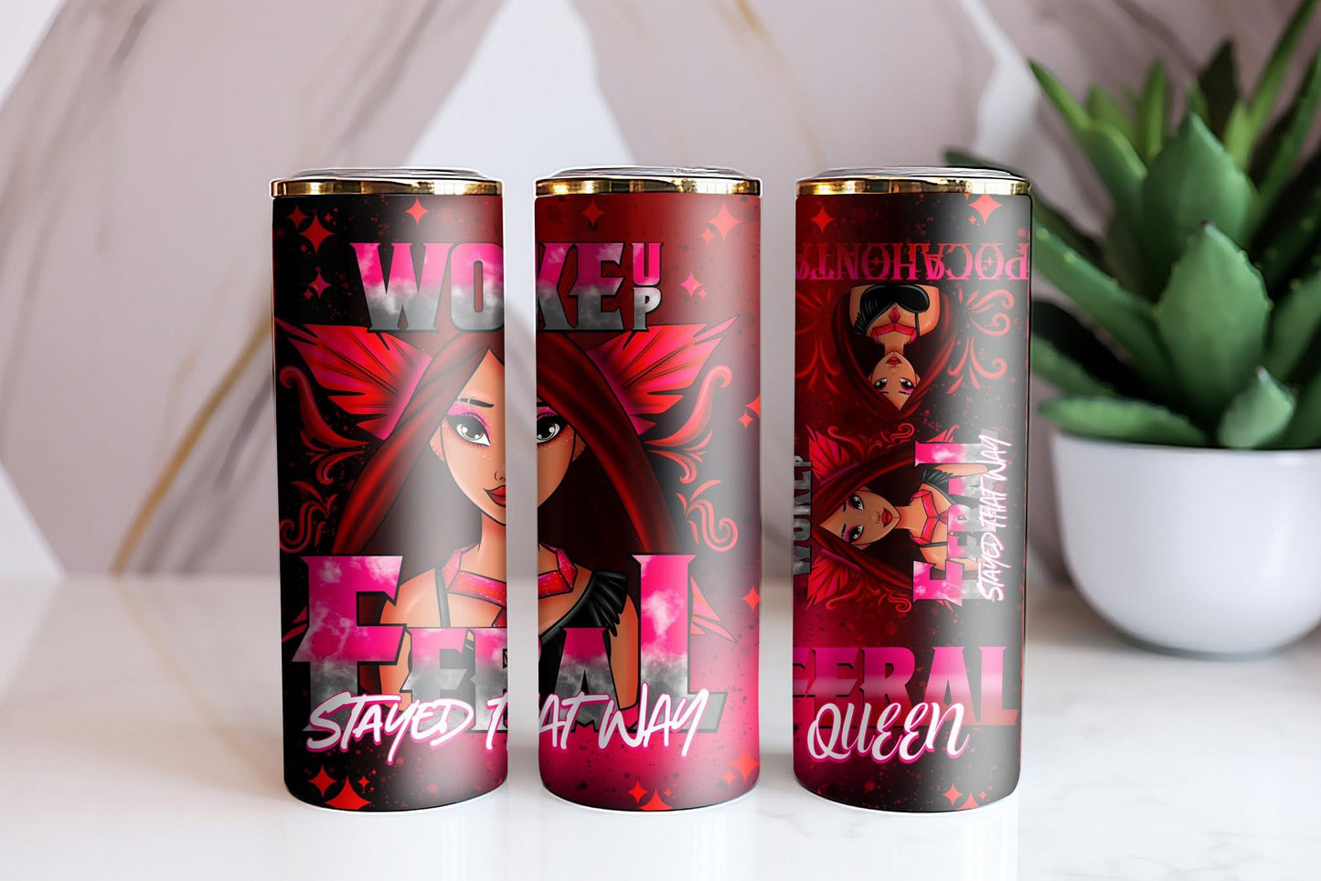 Woke Up A Feral Queen Tumbler Wrap