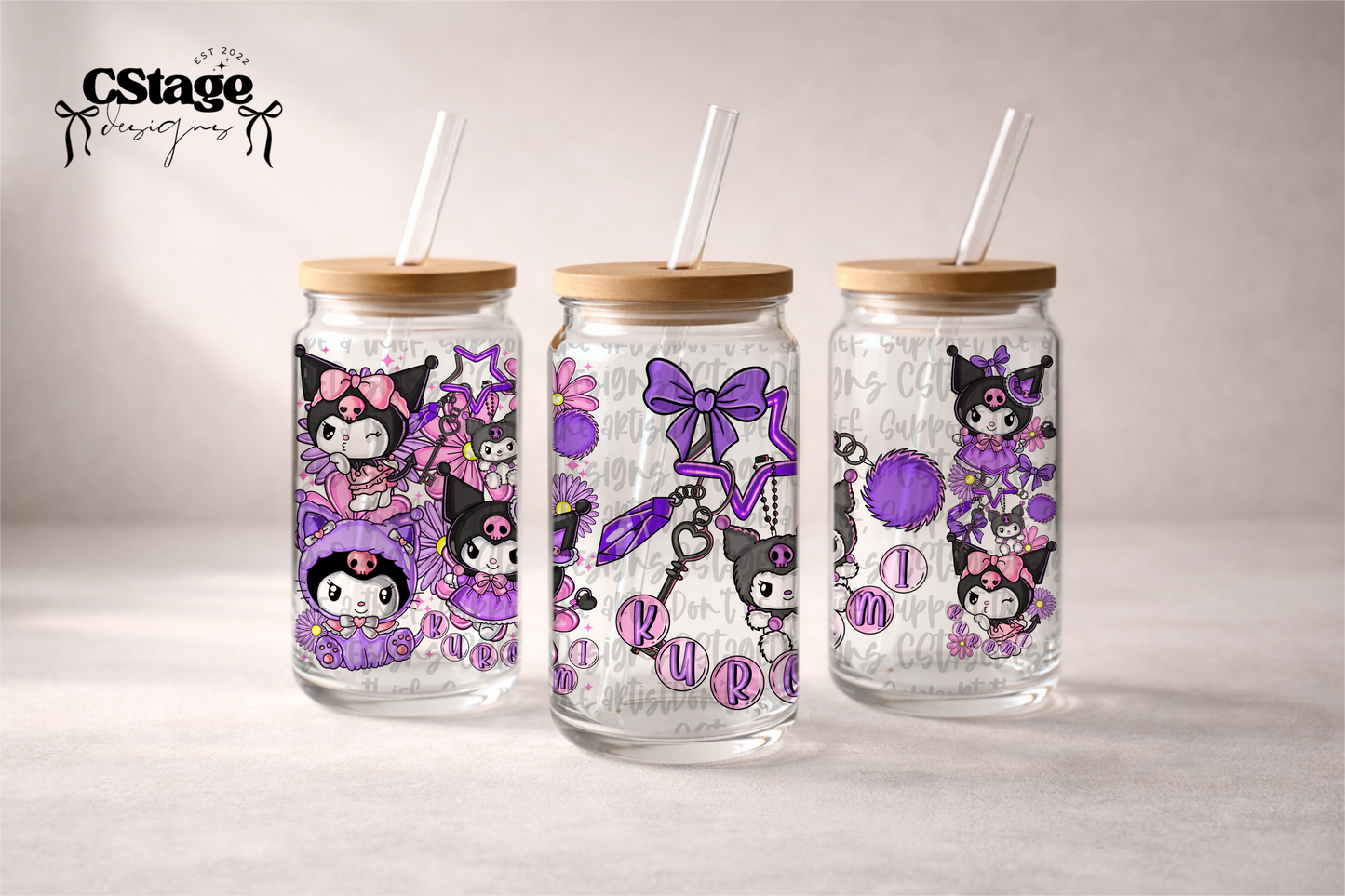 Purple Kuromi 16 oz Glass Wraps