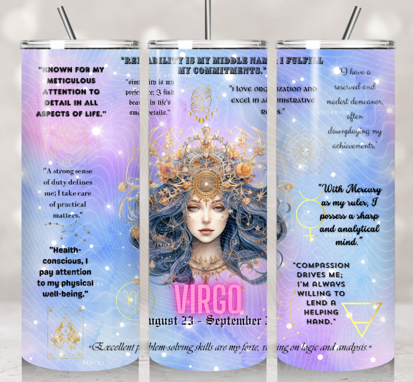 Zodiac Virgo Purple Watercolors