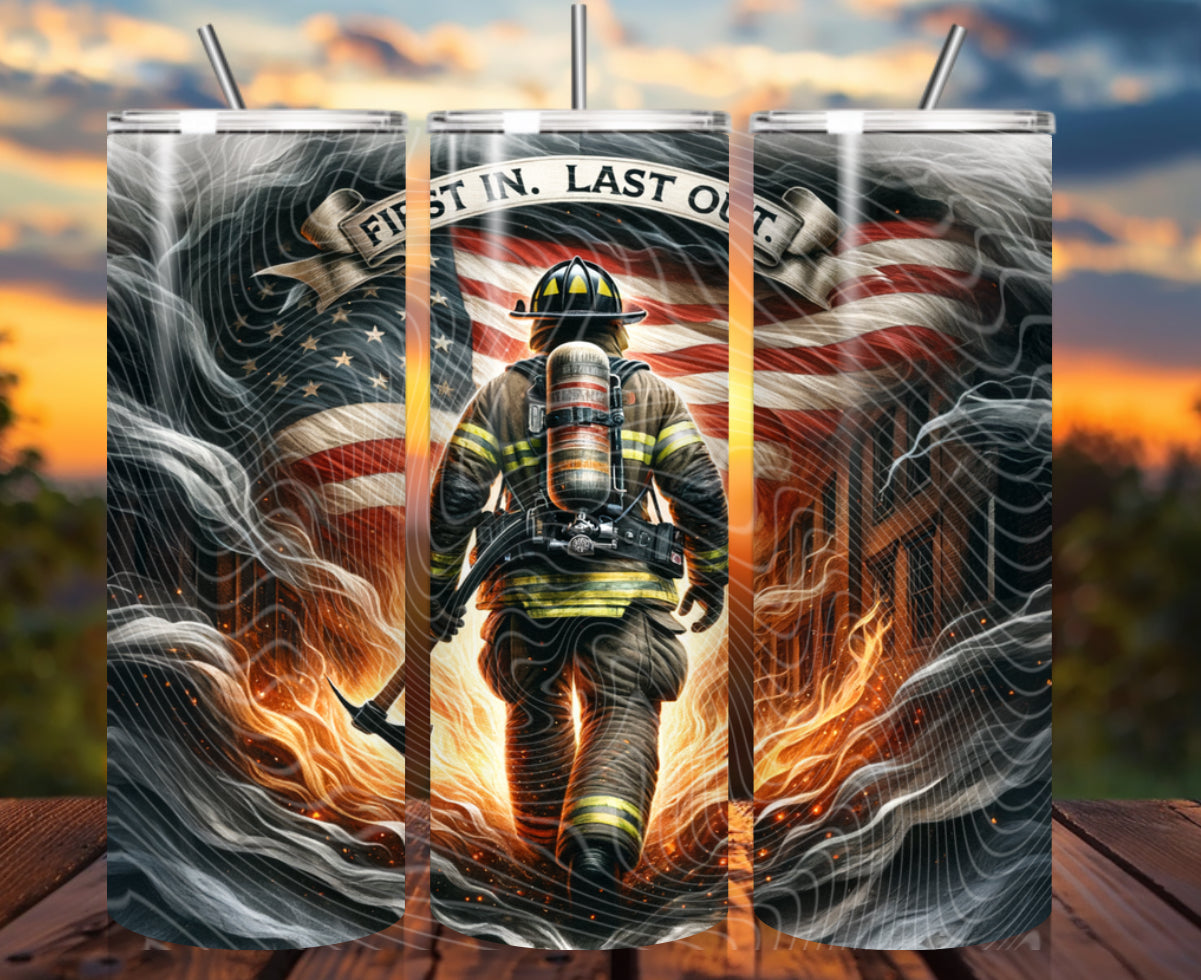 Rescue Firefighter First In Last Out Tumbler Wrap