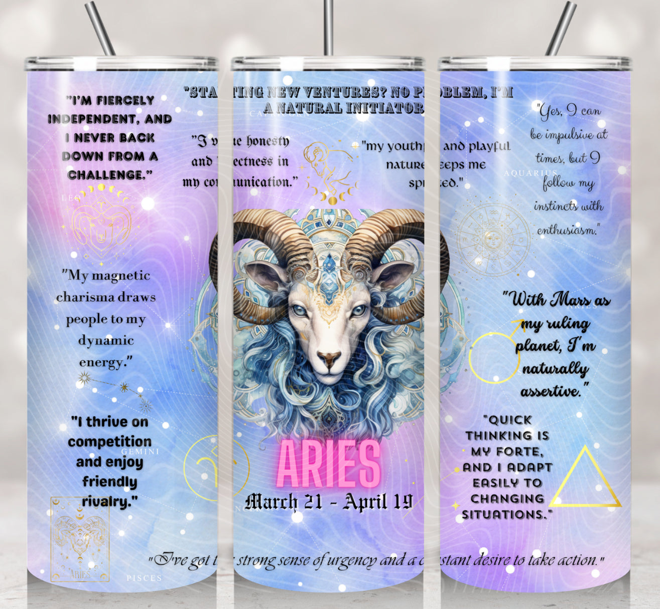Zodiac Aries Purple Watercolors