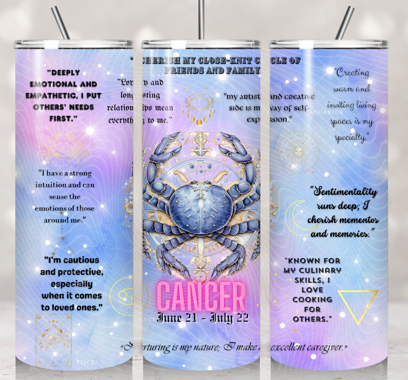 Zodiac Cancer Purple Watercolors