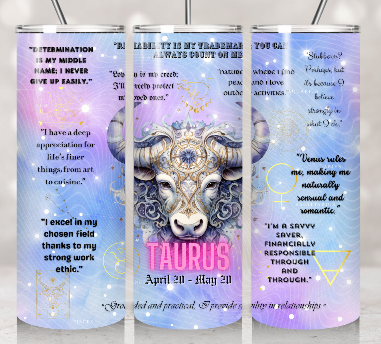 Zodiac Taurus Purple Watercolors