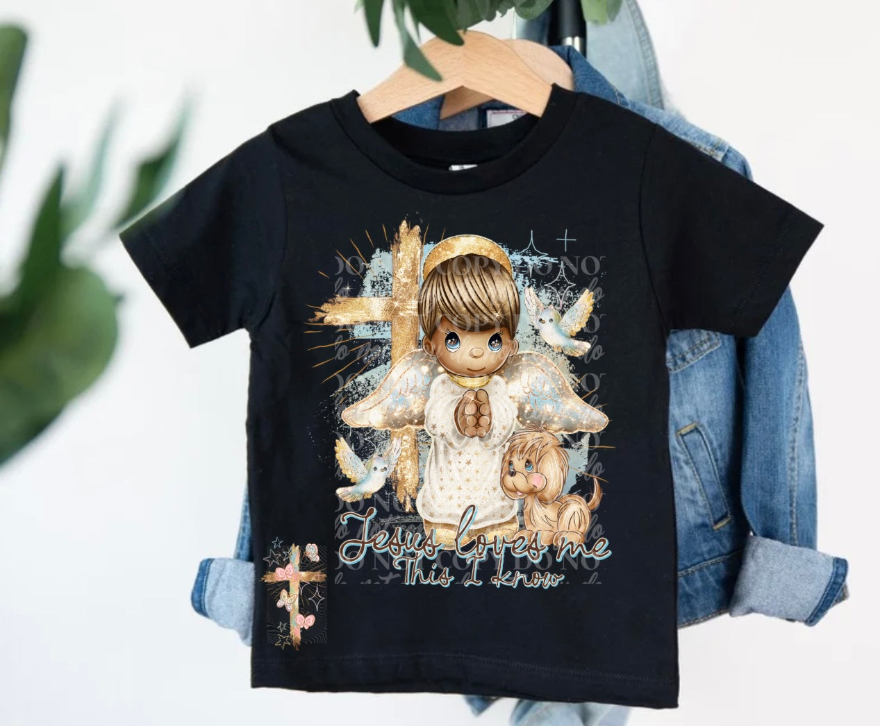 Jesus Loves Me, This I Know(Brown tone/Blue version) DTF Print