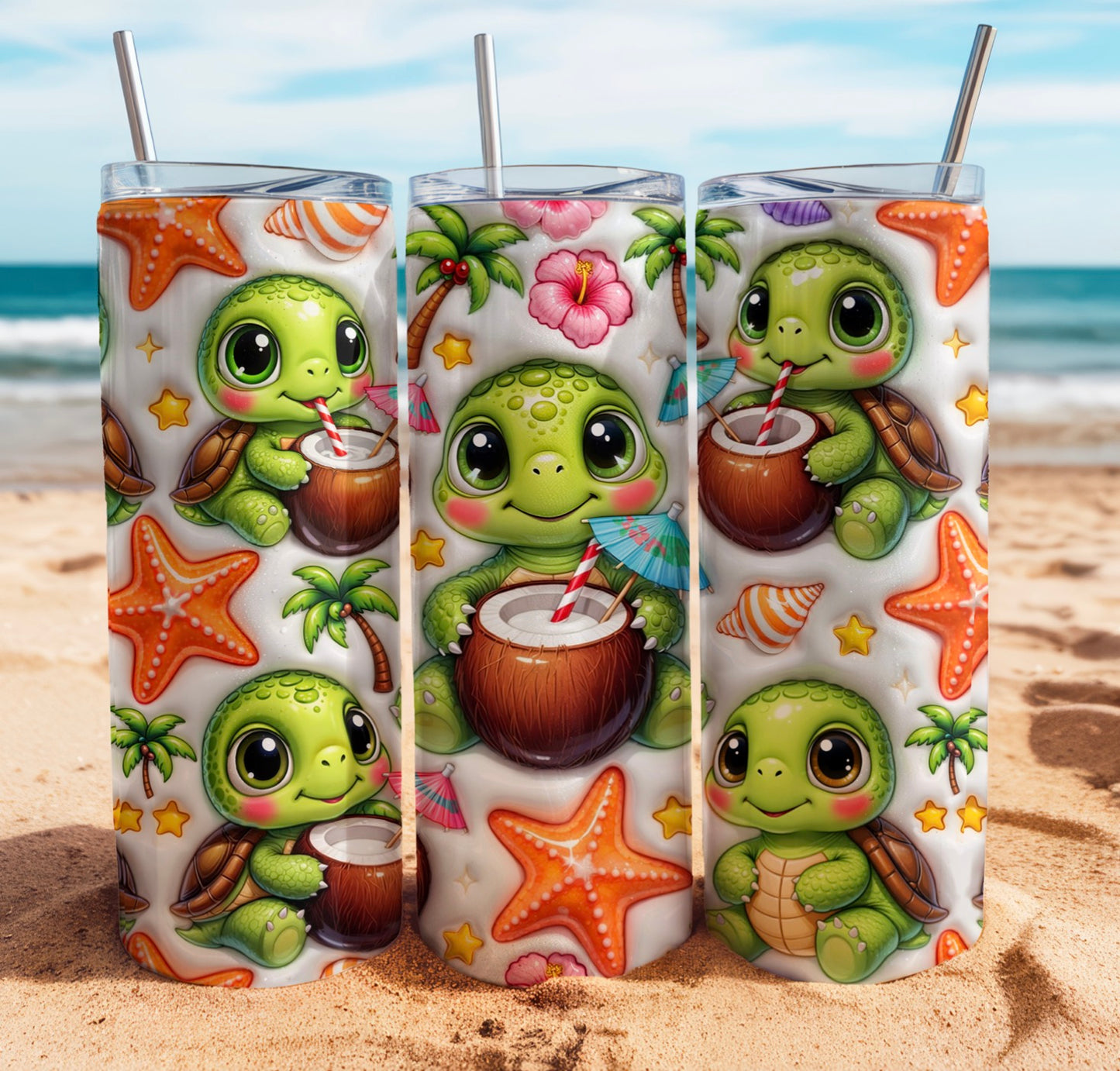 Cute Summer Sea Turtles Tumbler Wrap