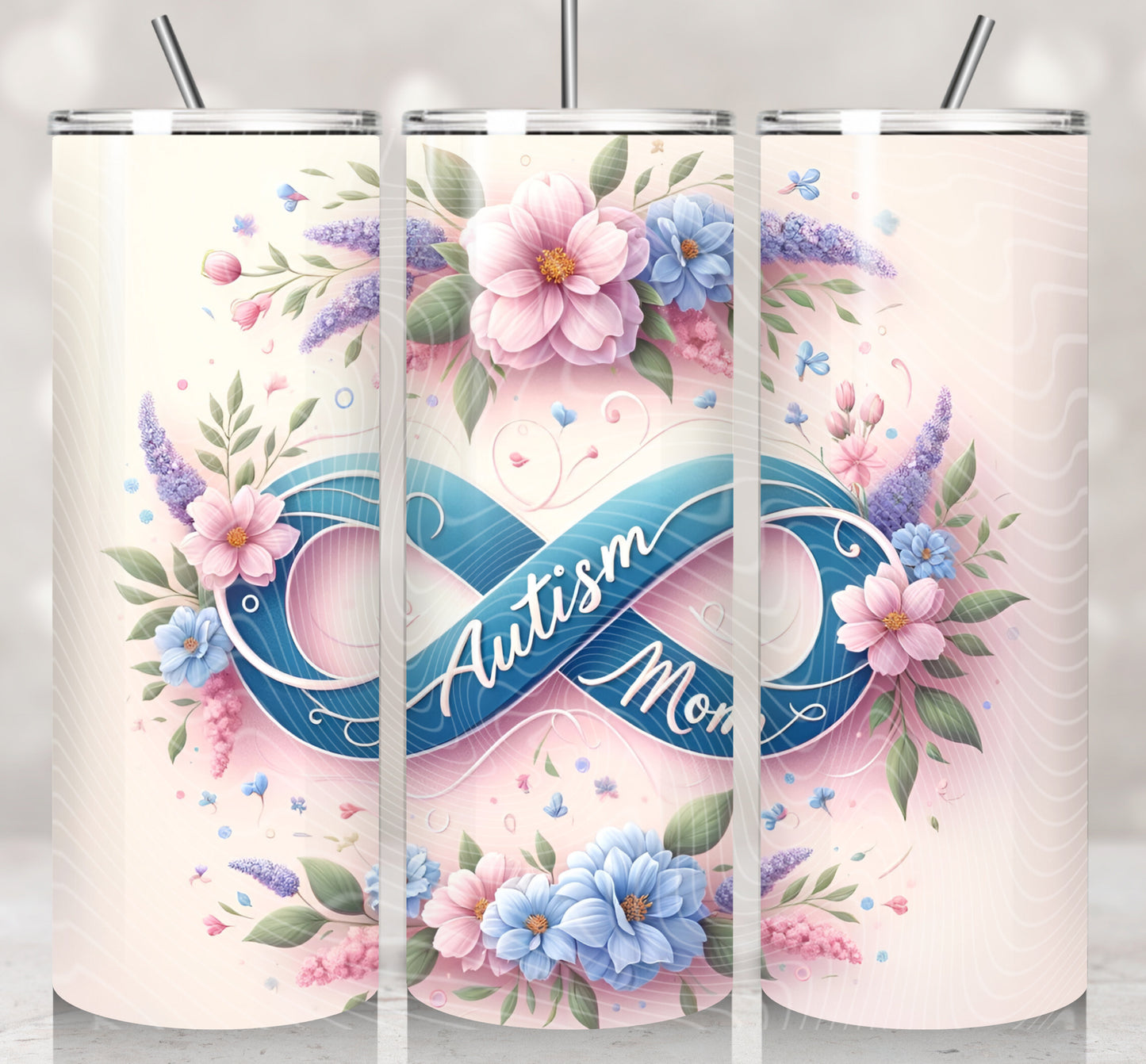 Autism Mom Light Blue Floral