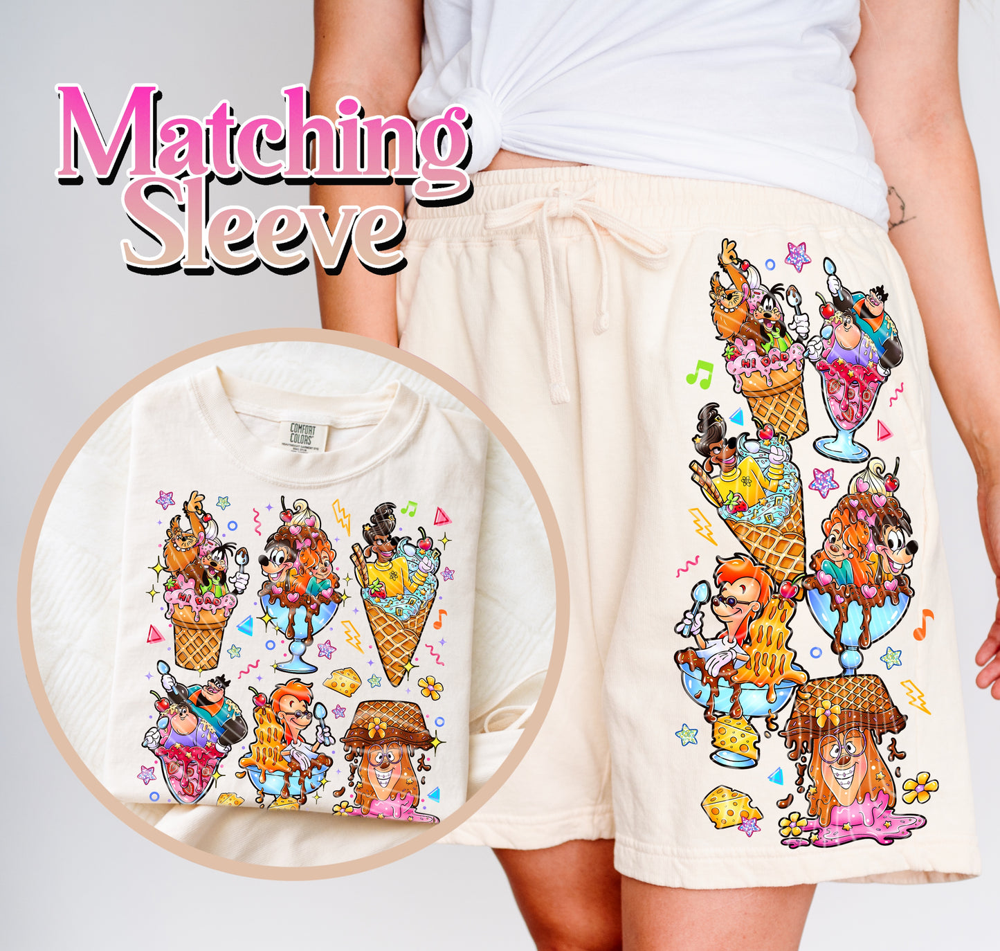 Ice Cream Goofy Characters DTF Print