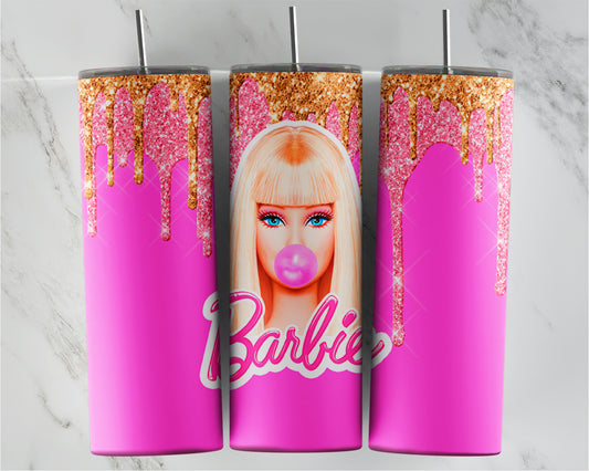 Hot Pink Gold Glitter Barbie Bubblegum