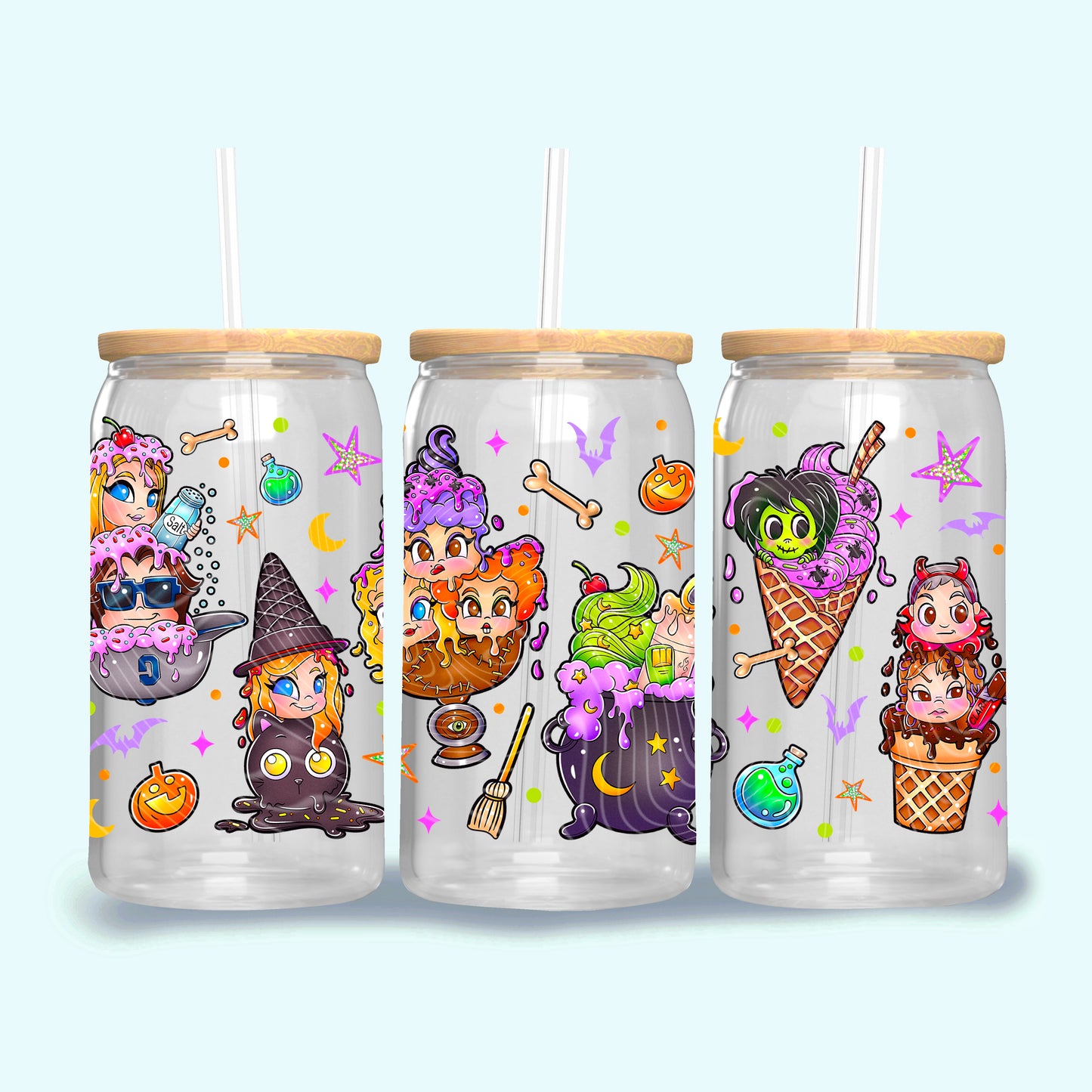 Ice Cream Hocus Pocus 16 oz Glass Can Wraps