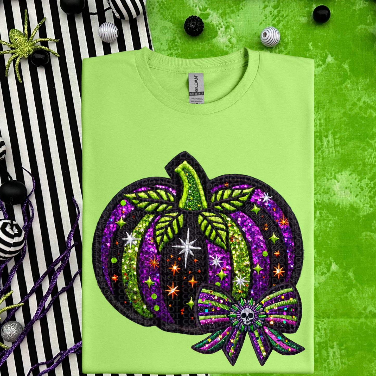 BJuice Pumpkin Faux Embroidery DTF Print