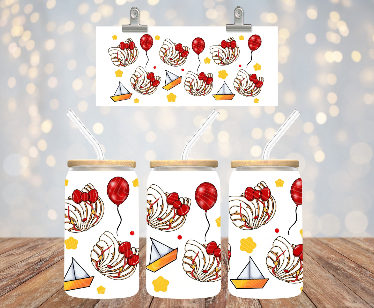 HK Horror Clown 16 oz Glass Can Wrap