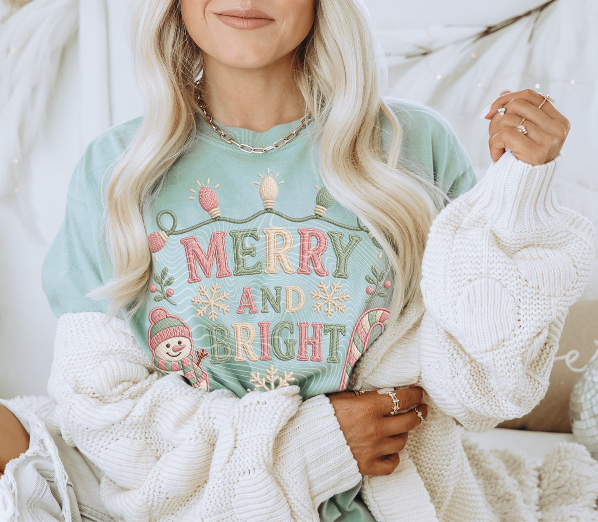 Merry & Bright (Faux Embroidery) DTF Print