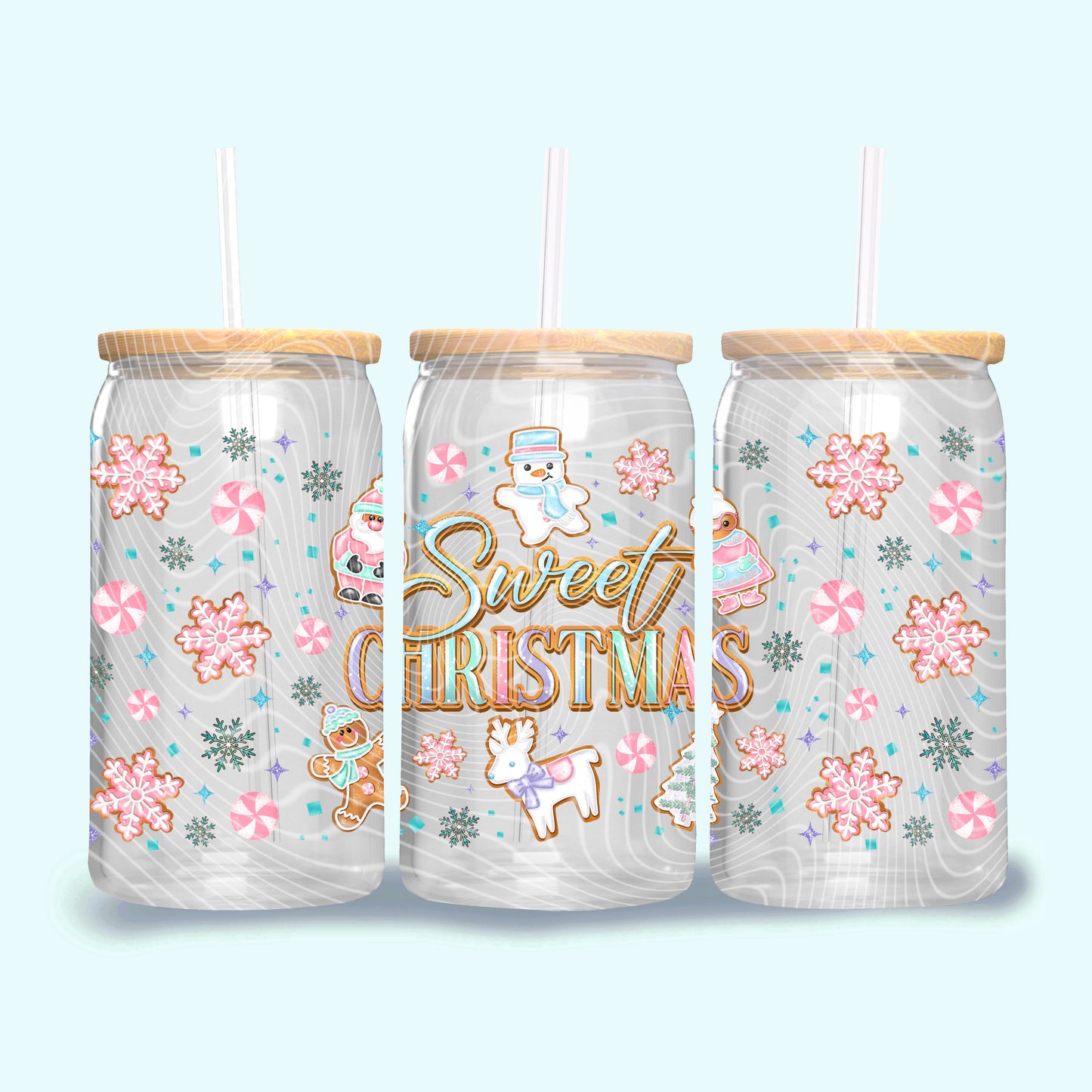 Sweet Christmas 16 oz Glass Can Wrap