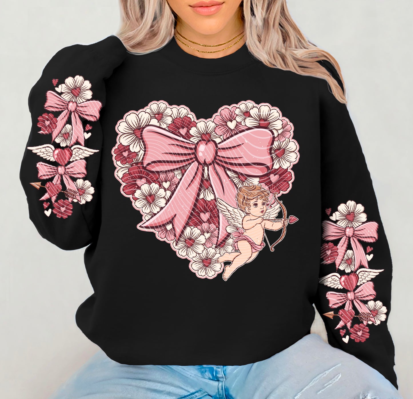 Floral Heart Cupid - Double Sleeve DTF Print