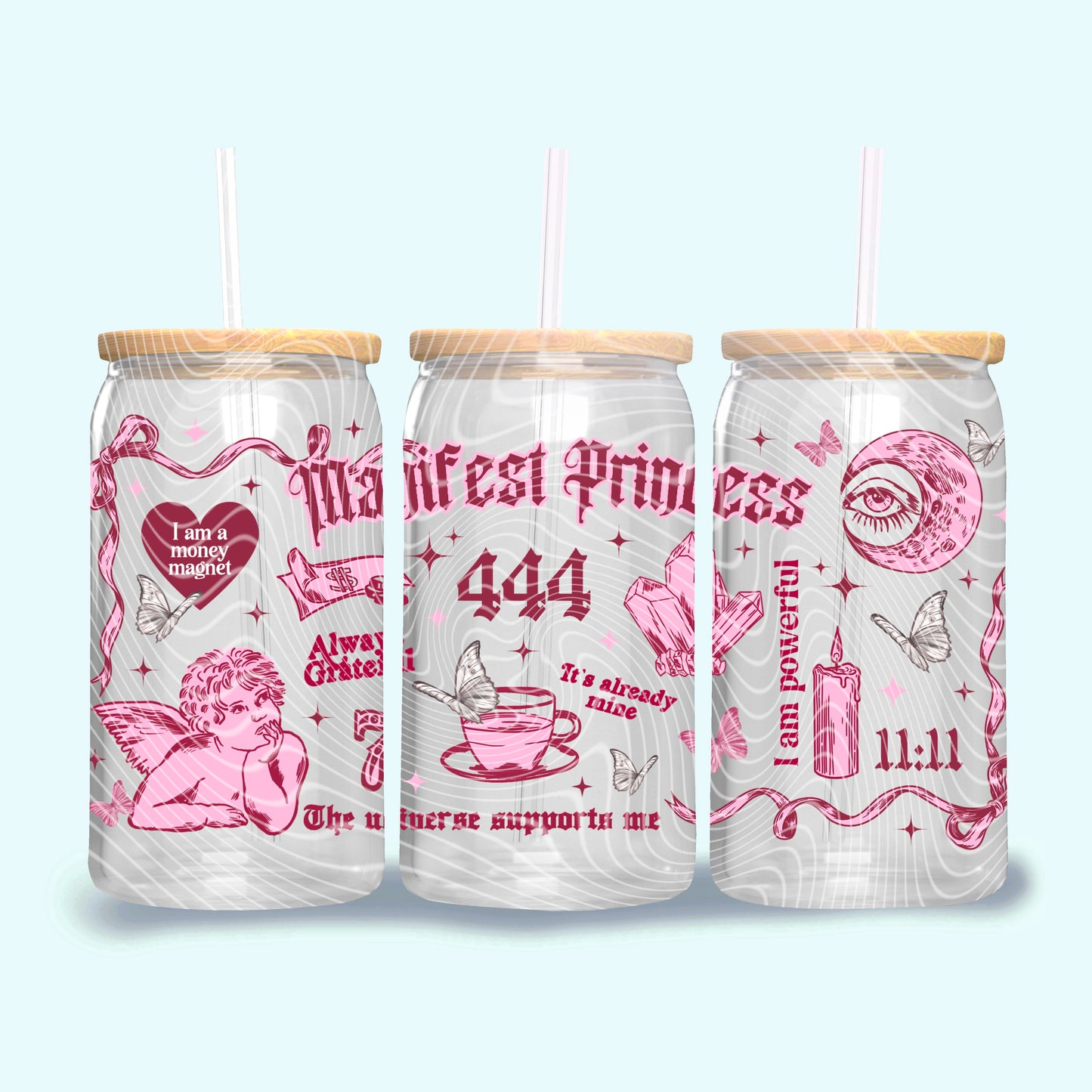 Manifest Princess 16 oz Glass Can Wrap