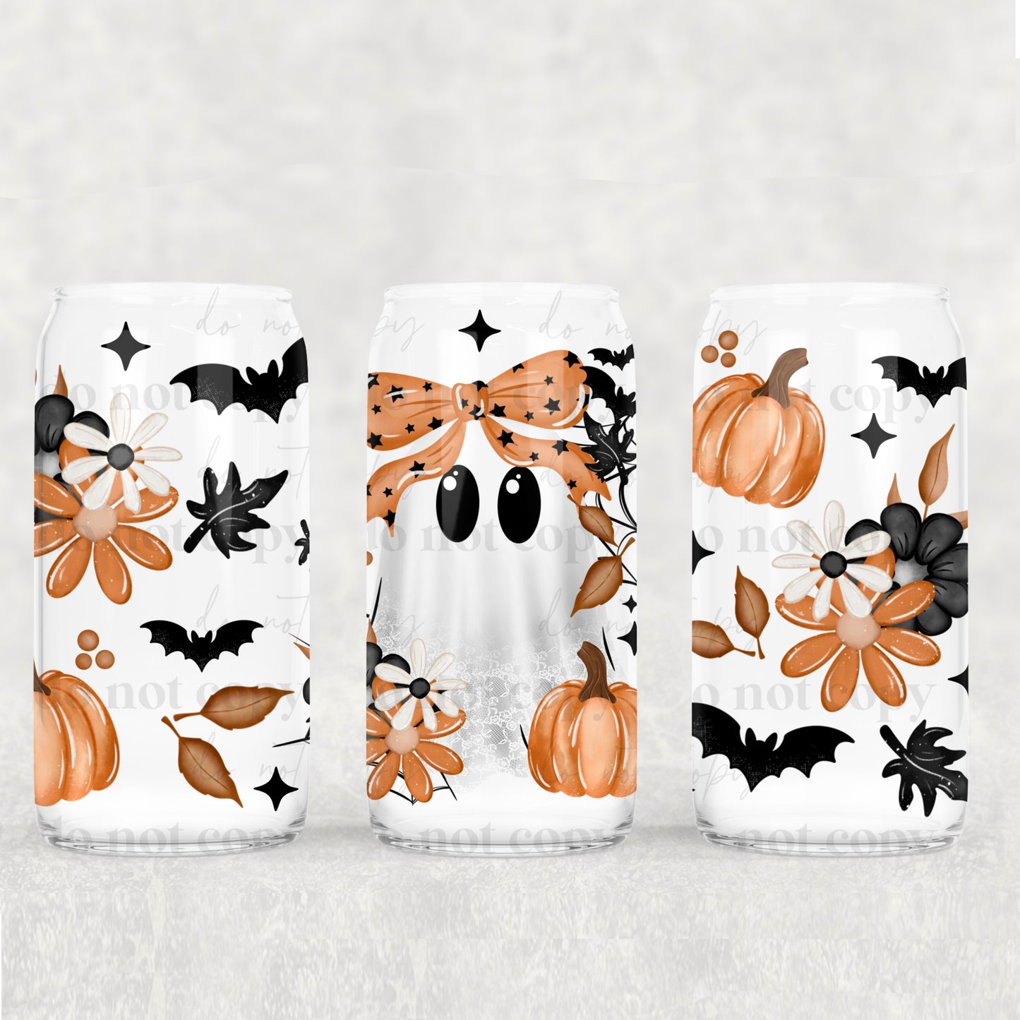 Fall Lace Ghost 16 oz Glass Wraps