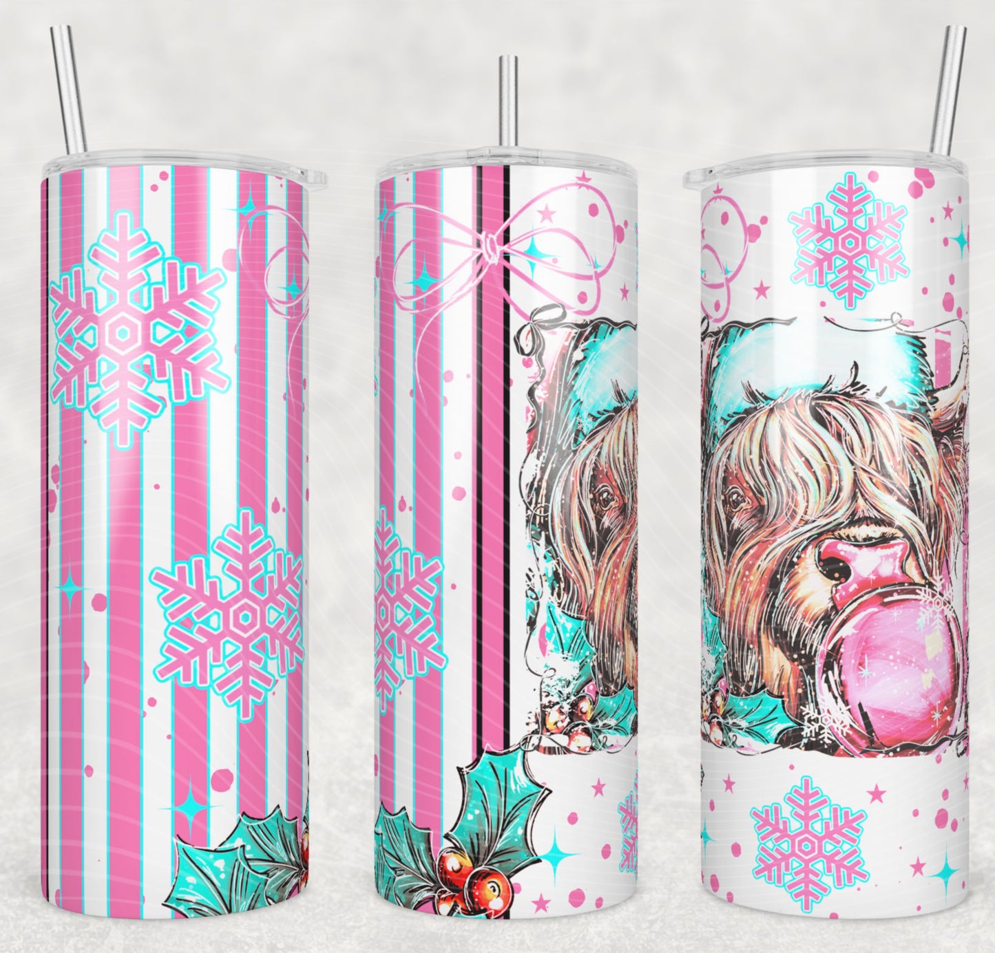 Christmas Cow Selfie Tumbler Wrap