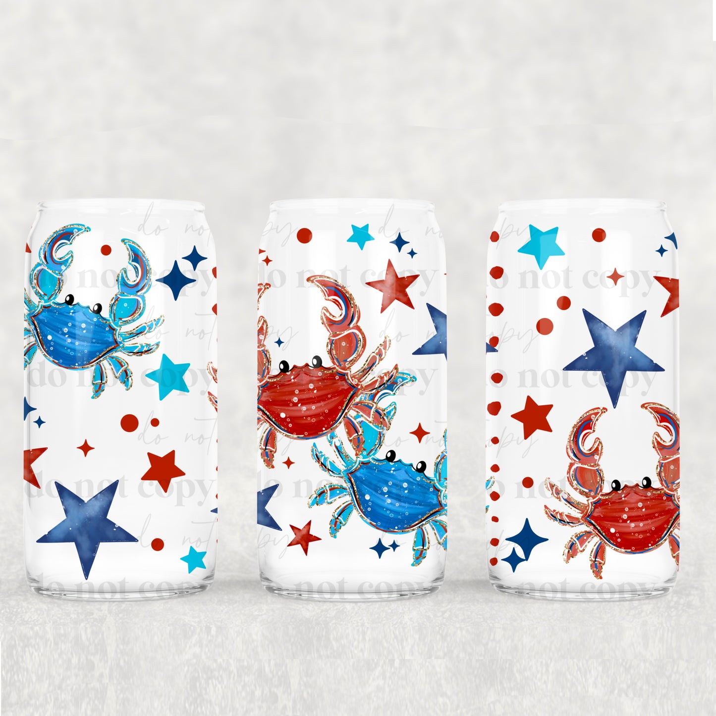 Patriotic Crab 16 oz Glass Wrap