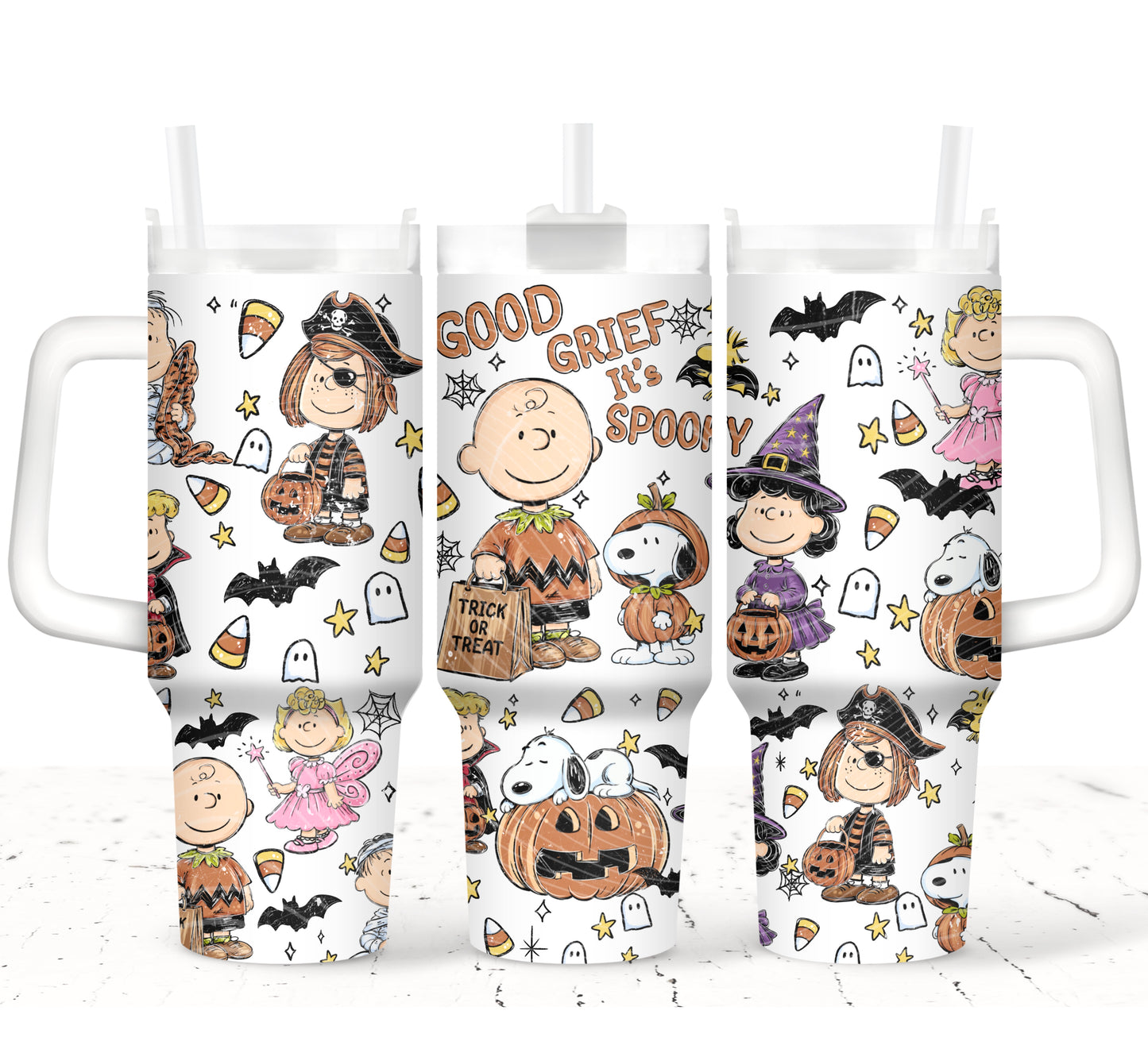 Good Grief Halloween 40 oz Tumbler Prints