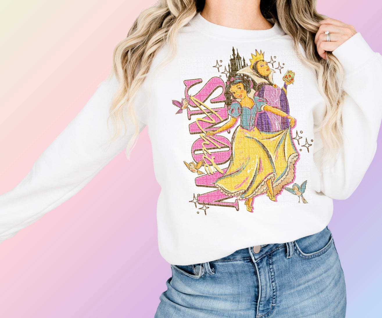 Pink Vintage Snow White DTF Print