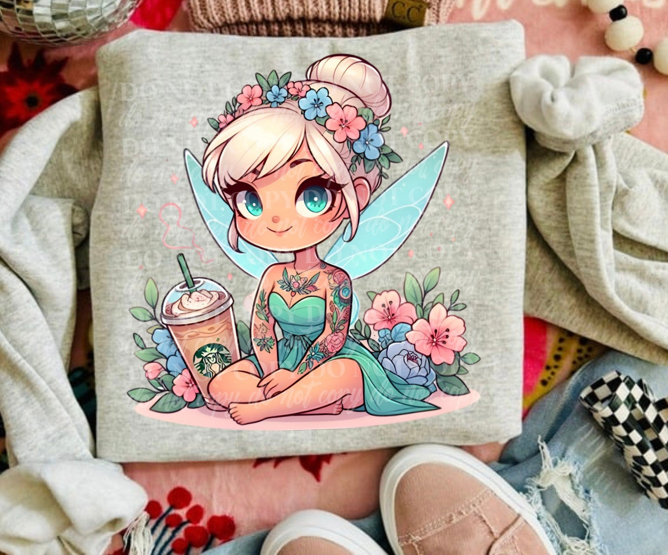 Spring Floral Fairy Coffee DTF Print