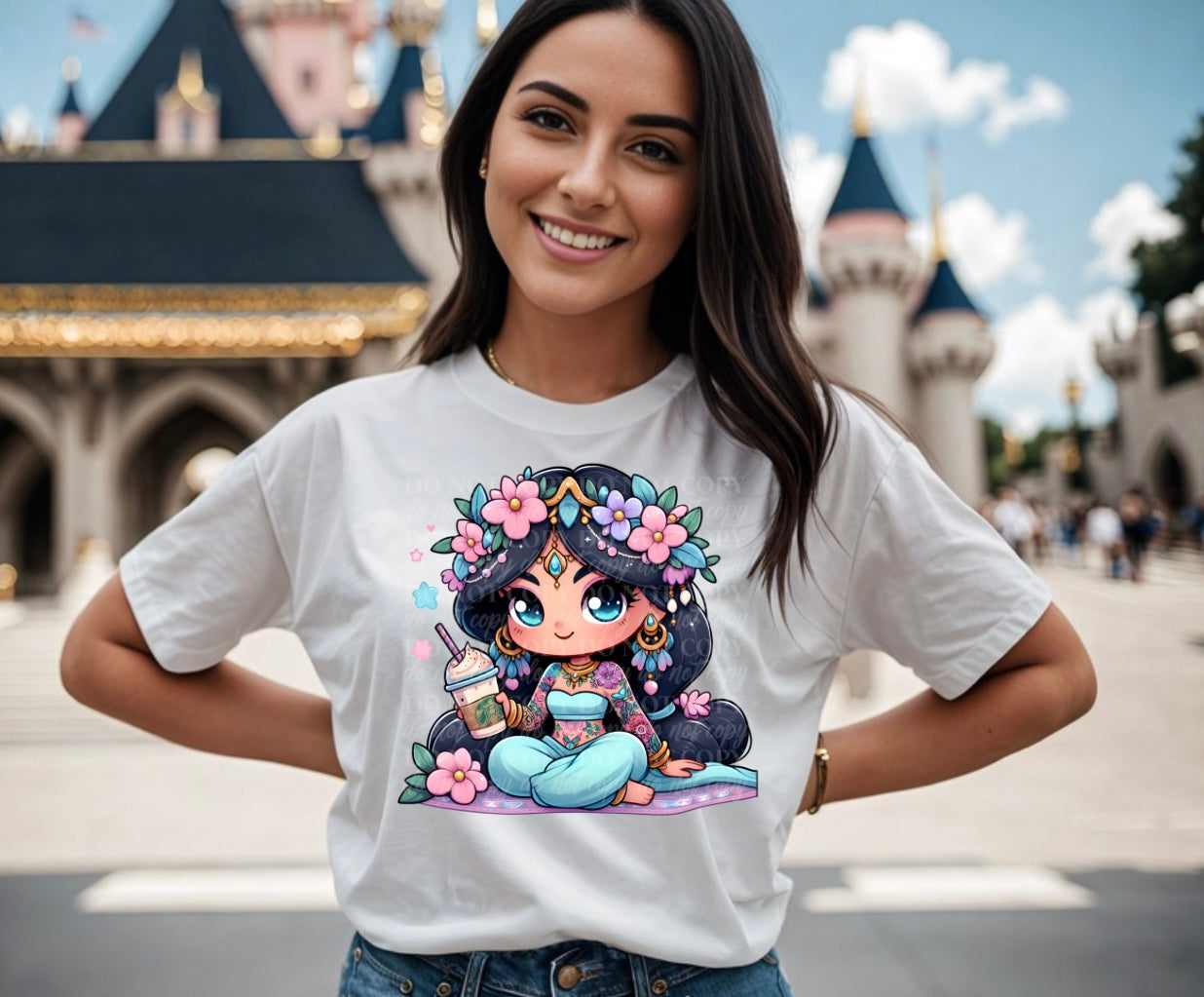 Spring Floral Jasmine Coffee DTF Print